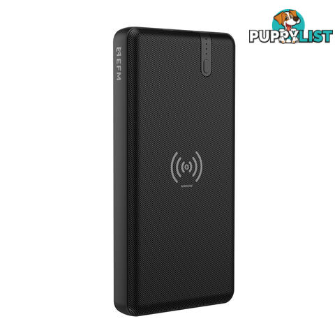 EFM 15W Wireless Portable 10000mAh Power Bank With 15W Ultra Fast Charge and Wireless Qi Charging - Black