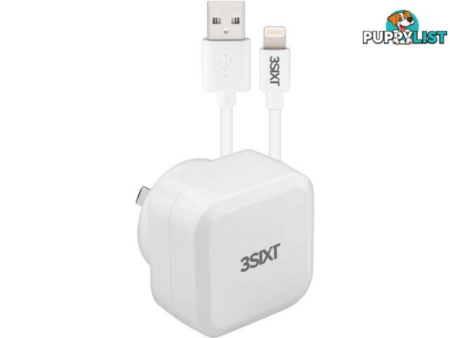 3SIXT Wall Charger AU 4.8A - Lightning Cable 1m - White