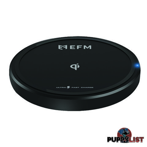 EFM 15W Wireless Charge Pad With USB to Type-C Charge Cable - Black