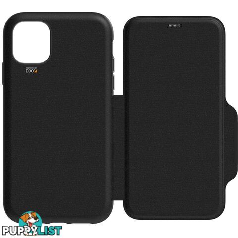 EFM Monaco D3O Leather Wallet Case Armour For iPhone 11 - Black / Space Grey