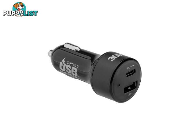 3SIXT Car Charger 27W USB-C PD - Black