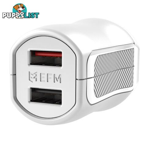 EFM Wall Charger 3.4A Dual USB With MFi Lightning Cable - White