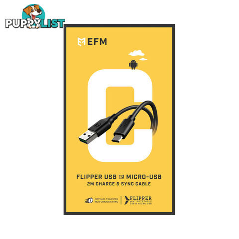 EFM Flipper Reversible Micro USB Cable For 2m Length - Black