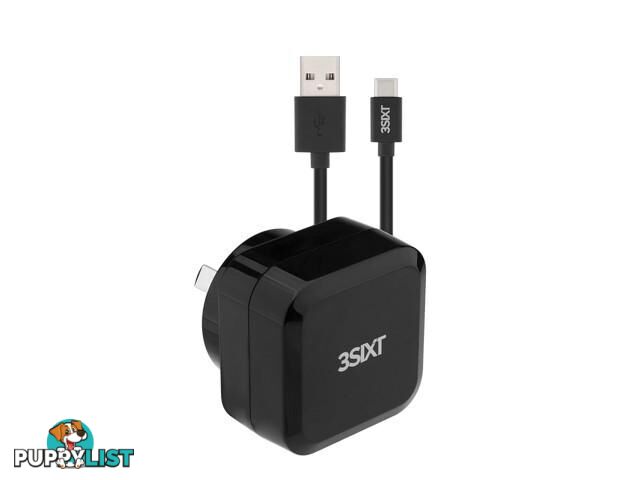 3SIXT Wall Charger AU 5.4A - USB-C Cable 1m - Black