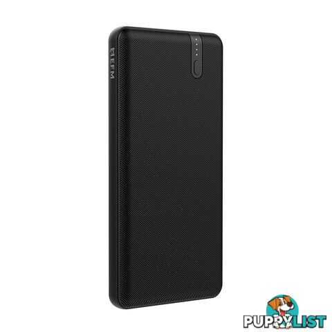 EFM 10000mAh Portable Power Bank With Type C PD18W and QC3.0 Dual USB-A Ports - Black