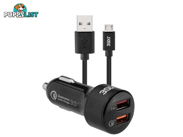 3SIXT Car Charger 5.4A - Micro USB Cable 1m - Black