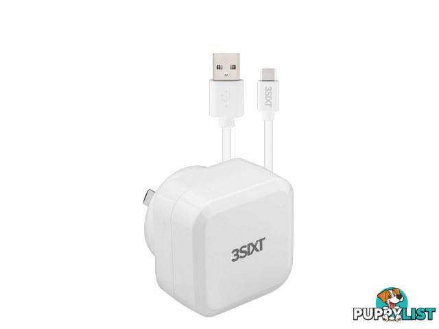 3SIXT Wall Charger AU 5.4A - USB-C Cable 1m - White