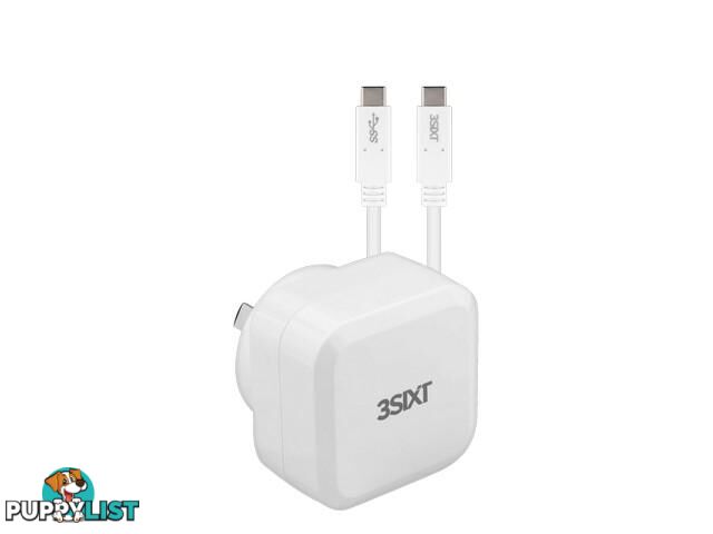 3SIXT Wall Charger AU USB-C 30W PD + USB-C/C Cable - White