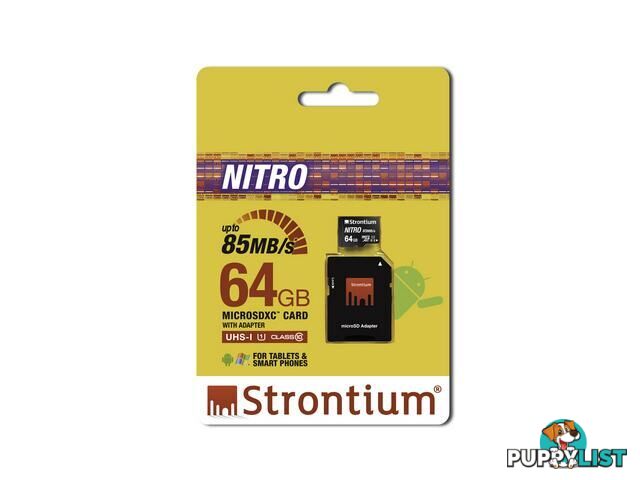 Strontium Nitro 64GB micro SD with Adapter  85MB/s U1 Class