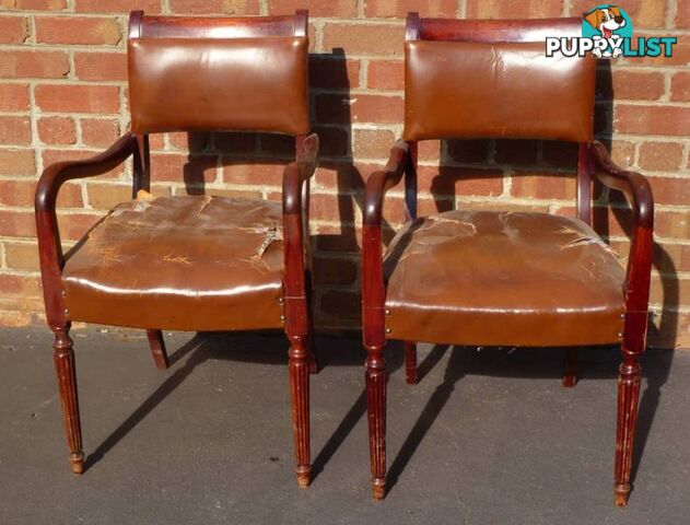 2 Matching Antique Edwardian Timber Framed Upholstered Chairs