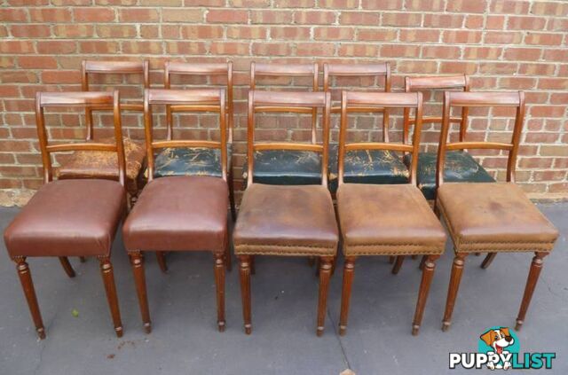 10 Matching Antique Edwardian Timber Carved Leg Dining Chairs