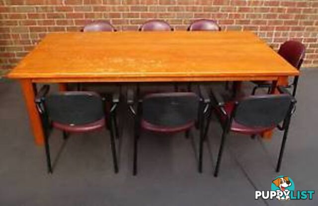 Large Timber / Boardroom Table (2400mmx1200mmx760mm) & 7 Chairs