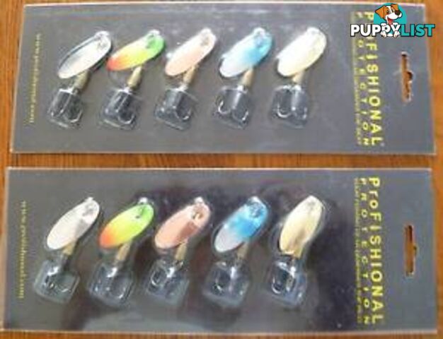 New 10pcs Fishing Spoon Lure Treble Hooks Spinner Bait Spinnerbai