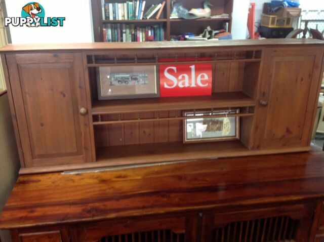 Pine plate rack and cupboard to sit on a cabinet