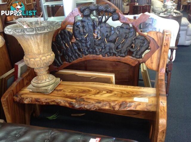 Hand carved timber bench seat