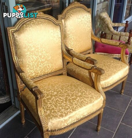 Gold armchairs - bedroom or lounge - 1 left