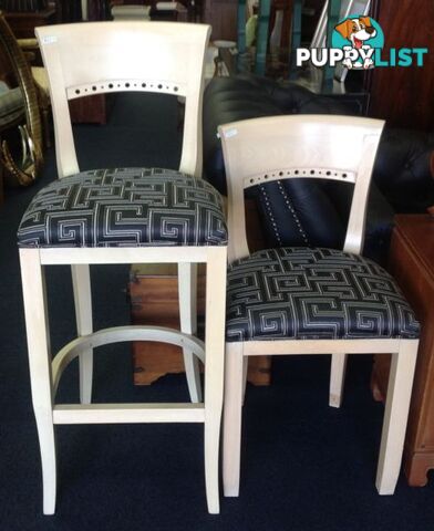 Single bar stool NEW FABRIC + one other