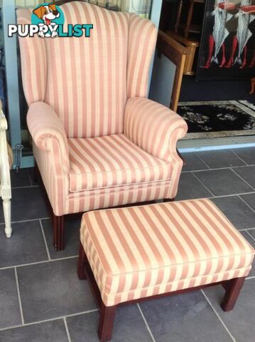 Wingback armchair carver with matching stool - Hampton styling