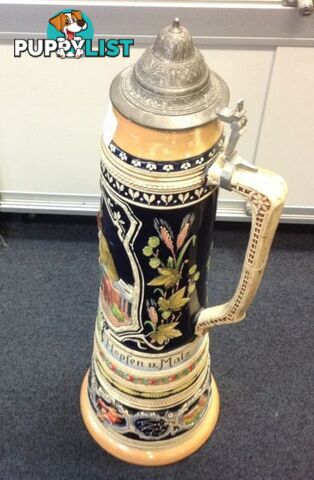 German hand made beer stein HUGE 67cm tall great display piece