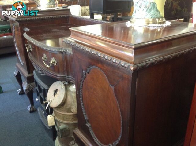 Victorian Side Buffet mahogany and walnut ball & claw feet