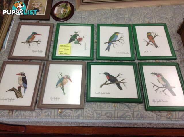 Hand painted South African birds on linen