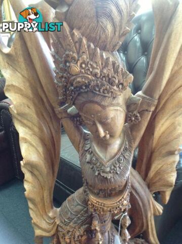 Thai solid teak hand carved statue