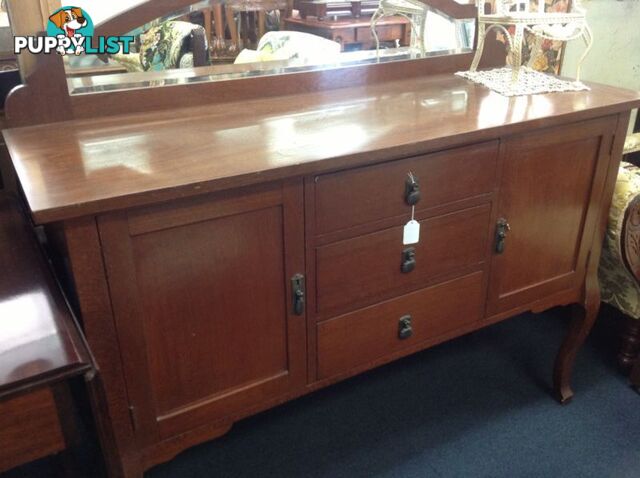 Quality timber side table with mirror and drawers cupboards