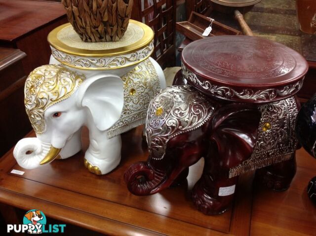 Elephant plant stands or to stand in white or burgundy $195 ea