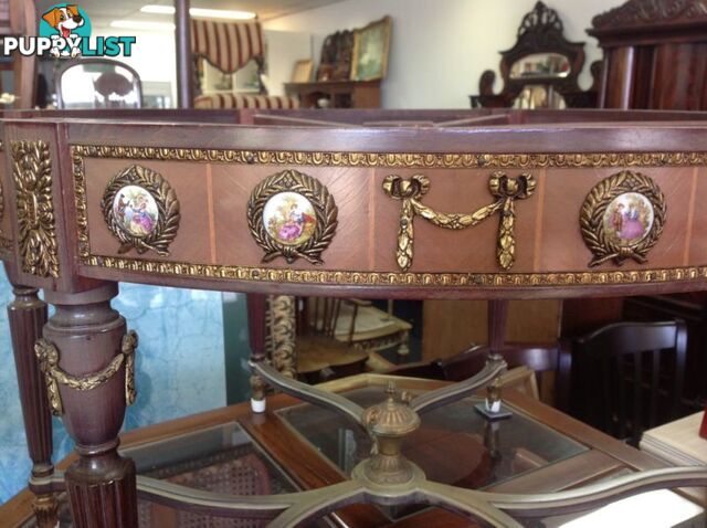 Stunning coffee table medallions inlaid timber ornate gold marble