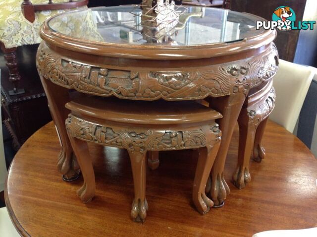 Chinese Malaysian SYTLE coffee table and 4 stools