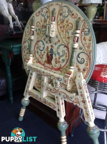 Hand painted and decorated crafted folding fold away table