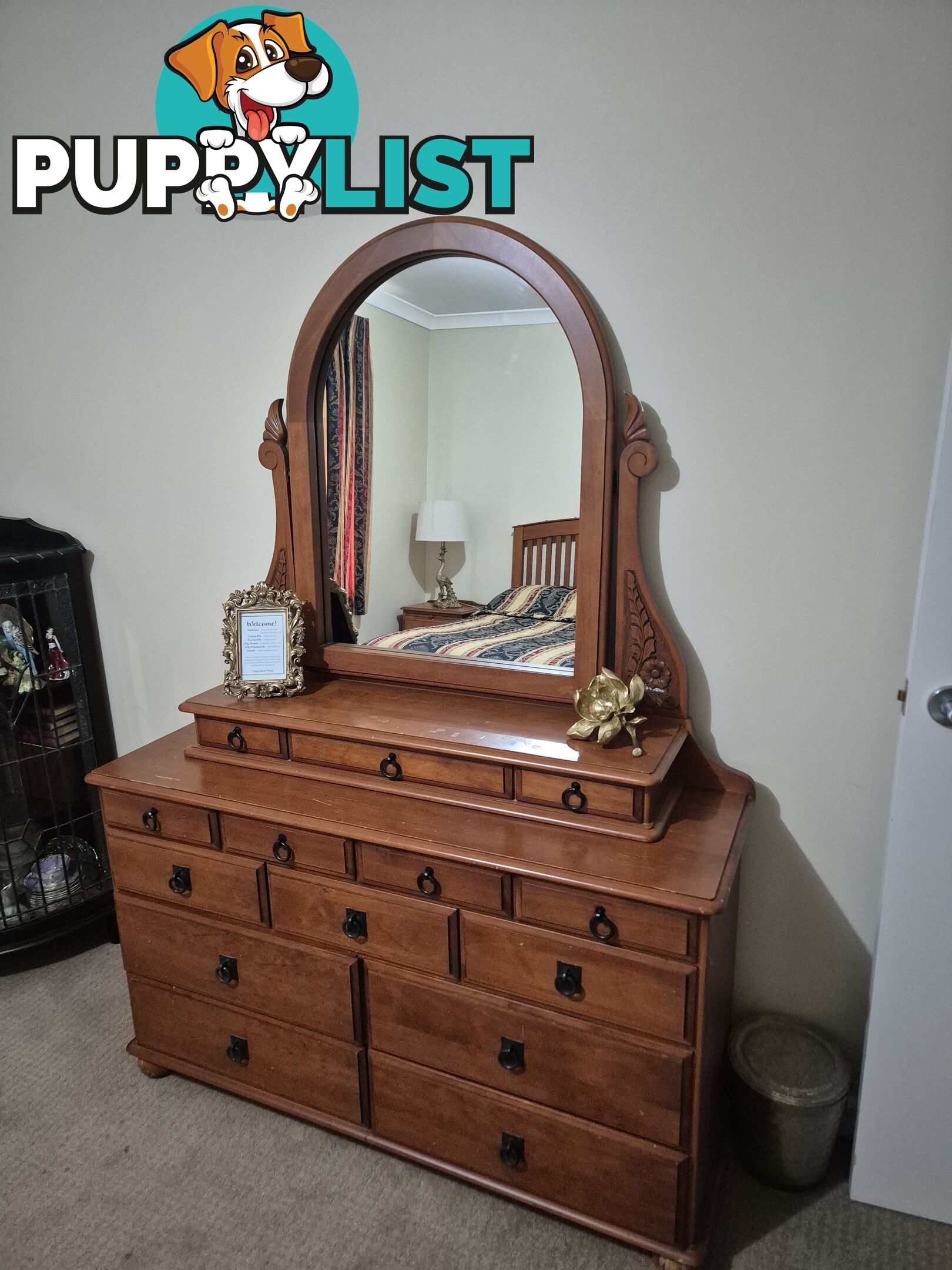 4 Piece Bedroom Furniture Suite with carved detail