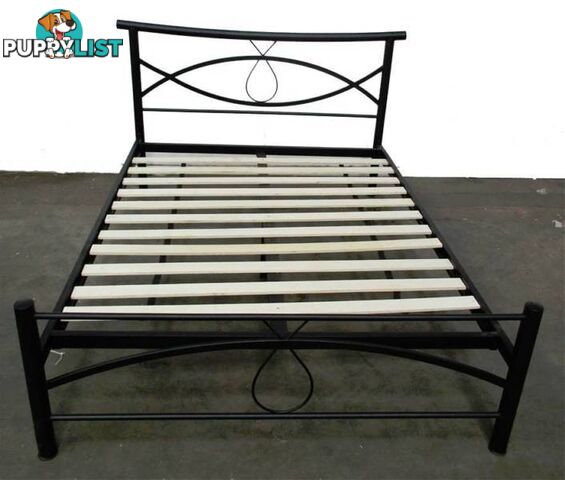 Queen Bed Frame NEW, Black Iron and slats guest bedroom,