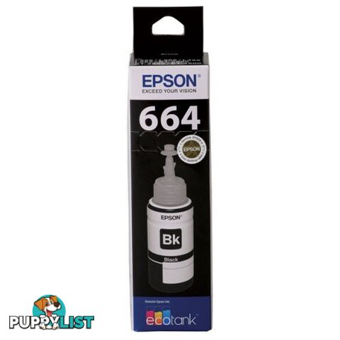 EPSON T664BK BLACK INK BOTTLE - Epson - Epson T664 BLACK - 0.00kg