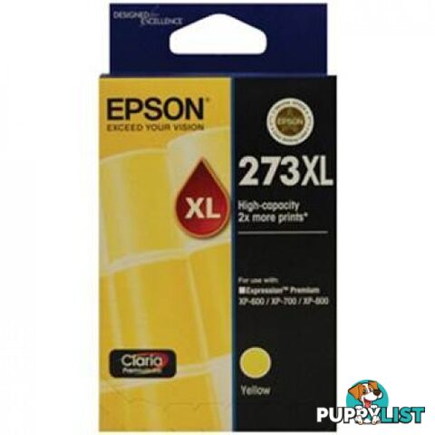 Epson 273XL Claria C13T275492 High Capacity Premium Yellow Ink for XP-600 XP-720 XP-820 - Epson - Epson 273XL YELLOW - 0.10kg