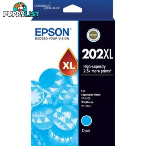 Epson C13T02P292 High Capacity Cyan Ink 202XL - Epson - Epson 202XL CYAN - 0.10kg