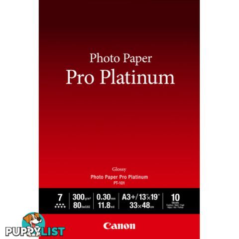 Canon PT101 A3+  Photo Paper PRO A3 Plus 300gsm 10 sheets - Canon - PT101A3+ 10 Sheets - 0.50kg