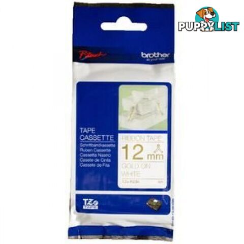 Brother TZe-R234 12mm Gold-on-White Satin Ribbon Tape - Brother - TZe-R234 - 0.05kg