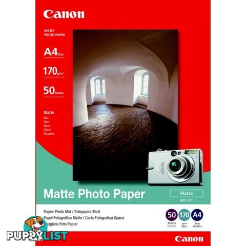 Canon MP101-A4  50 Photo Paper Matte 50 Sheets - Canon - Canon MP101A4-50 - 0.64kg