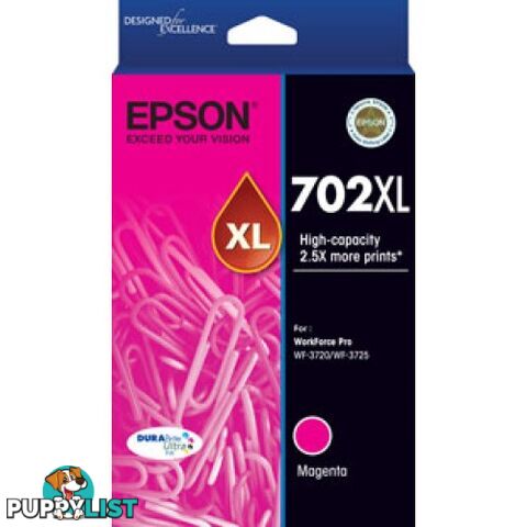 Epson C13T345392 702XL MAGENTA High Yield Ink for WorkForce WF-3720 WF-3725 WF3730 - Epson - Epson 702XL Magenta - 0.00kg