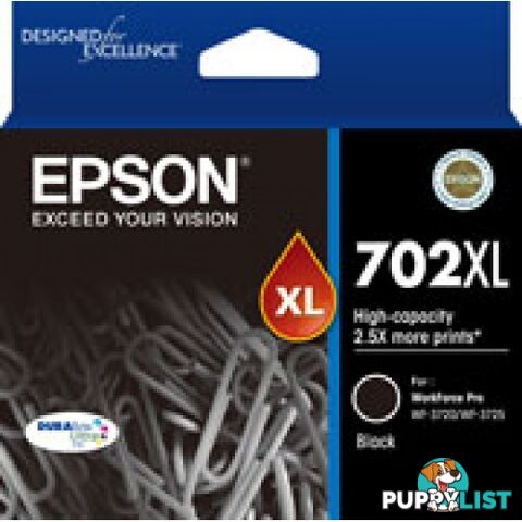 Epson C13T345192 702XL  BLACK High Yield Ink for WorkForce WF-3720 WF-3725 WF3730 - Epson - Epson 702XL Black - 0.00kg