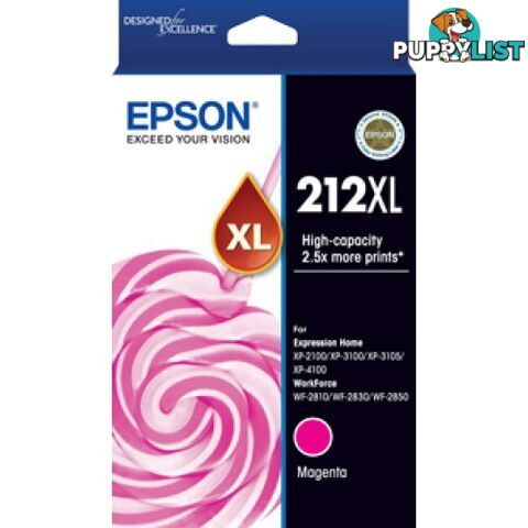 EPSON C13T02X392 High Yield 212 Magenta for WF2810  WF2830 WF2850 XP2100 XP3100 - Epson - Epson 212XL Magenta - 0.00kg