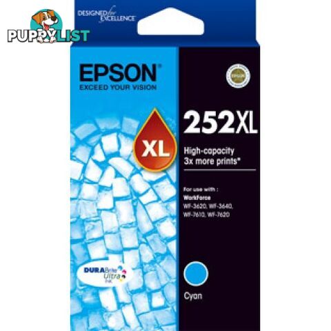 Epson C13T253292 HIGH YIELD CYAN Ink Cartridge 252XL for WF3620 WF3640 WF7610 WF7720 - Epson - Epson 252XL CYAN - 0.00kg