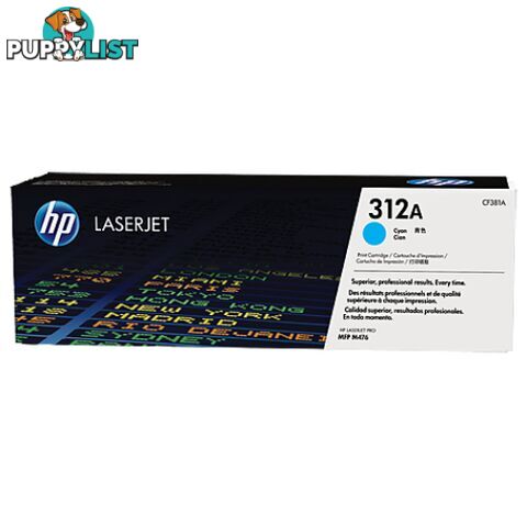 Hewlett-Packard CF381A Cyan Toner (312A) - Hewlet Packard - HP CF381A CYAN - 0.00kg