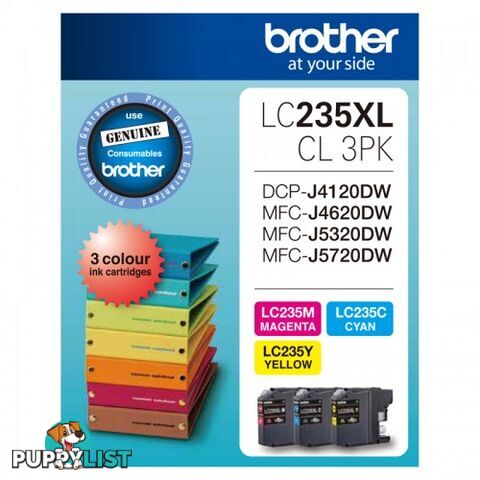 Brother LC-235XL 3 PK  High Yield Colour ink set for DCP-J4120DW MFC-J4620DW MFC-J5320DW MFC-J5720DW - Brother - LC235XL 3PK - 0.00kg