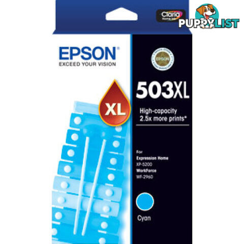 Epson C13T09R292 High Yield CYAN INK CARTRIDGE 503XL for WF2960 XP5200 - Epson - Epson 503XL Cyan Ink - 0.20kg