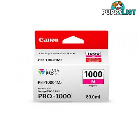 Canon PFI-1000 Pigment Ink for PRO-1000 Photo Magenta - Canon - PFI-1000 Photo Magenta - 0.00kg