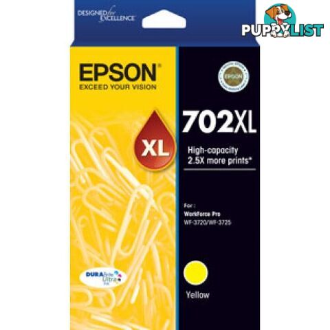 Epson C13T345492 702XL YELLOW High Yield Ink for WorkForce WF-3720 WF-3725 WF3730 - Epson - Epson 702XL Yellow - 0.00kg