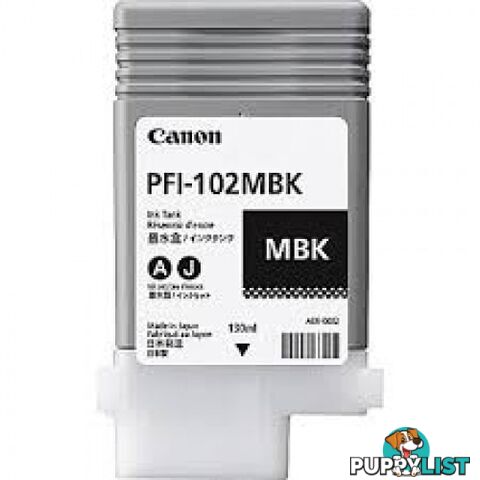 Canon PFI-102MBk Pigment Ink for IPF-500/510/600/610 series Matte Black - Canon - PFI-102 Matte Black - 0.00kg