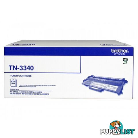 Brother TN-3340 Toner Cartridge for HL5440 HL5450 HL5470 HL6180 MFC8910 MFC8950 - Brother - TN-3340 - 0.50kg